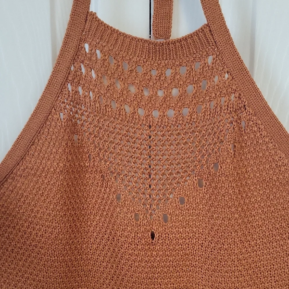 Brown Halter Knit Dress - Picture 2 of 10